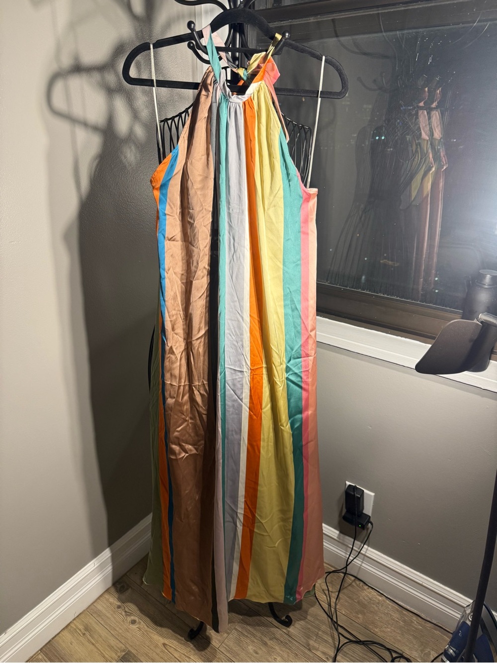 Zara Girls Multicolor Vertical Stripe Halter One-Piece